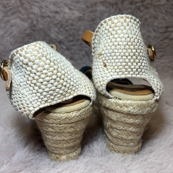 kanna wedge shoes espadrilles, w/ ankle strap EUC navy navy and beige/7.5 - Picture 7 of 9